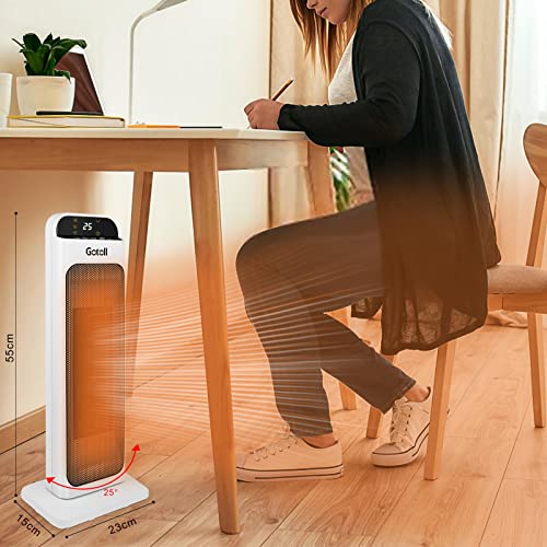 Gotoll Keramische ventilatorkachel met afstandsbediening, PTC-keramische verwarming, 3 standen, oscillatie, elektrische verwarming met timer, led-display, oververhittings- en kantelbeveiliging, elektrische kachel voor binnenruimte - Afbeelding 8