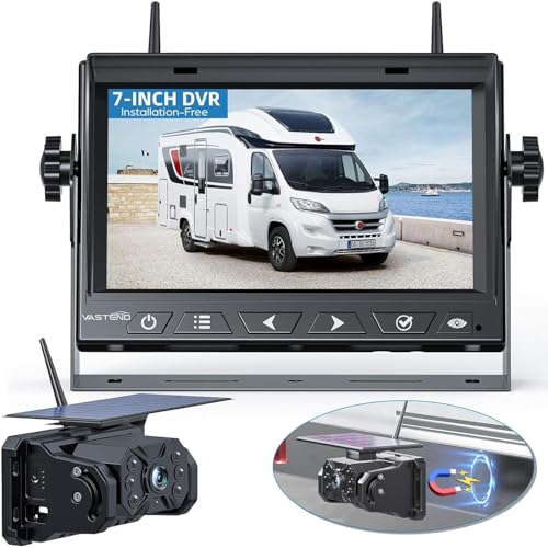 VASTEND Solaire Caméra de Recul sans Fil, 10000mAh Caméra Magnétique à Batterie Rechargeable avec 7