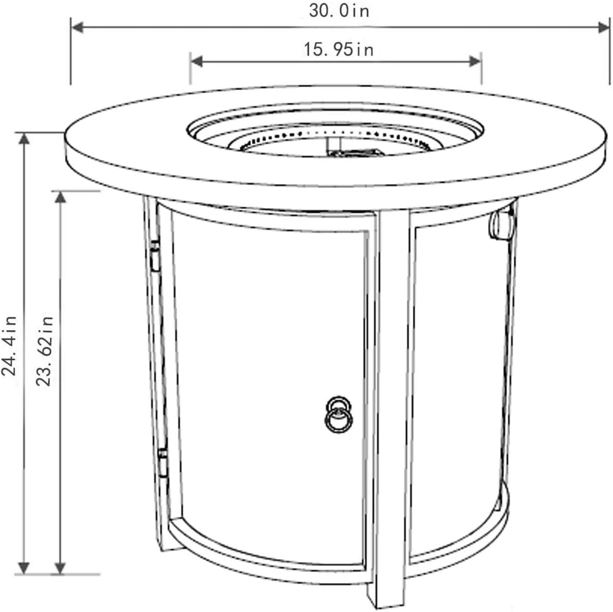 30-inch Round Propane Fire Pit Table, 50000 BTU Outdoor Patio Heater with Wood Grain Finish & Glass Stones, Smoke-Free Steel Firepit for Deck Garden Backyard