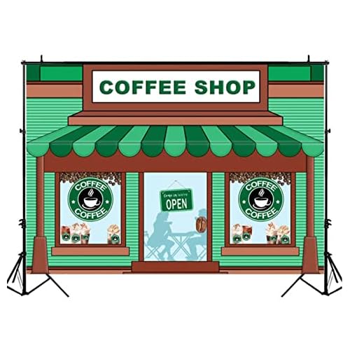 Cartoon Coffee Shop Ice Cream Cake Smash Backdrops Green Stripes Booth Decorative Props Children Birthday Portrait Photo Studio 5×3 feet Vinyl Backdrop