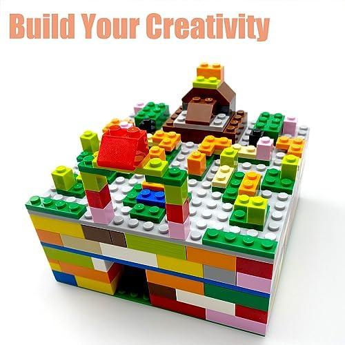 HUIZDQ Pack of 1000 Building Blocks, Classic Stackable Base Plates, 3 Pieces 6.3 Inches X 6.3 Inches / 16 cm x 16 cm, Blue, Grey And Green Base Plates, Compatible With All Major Brands