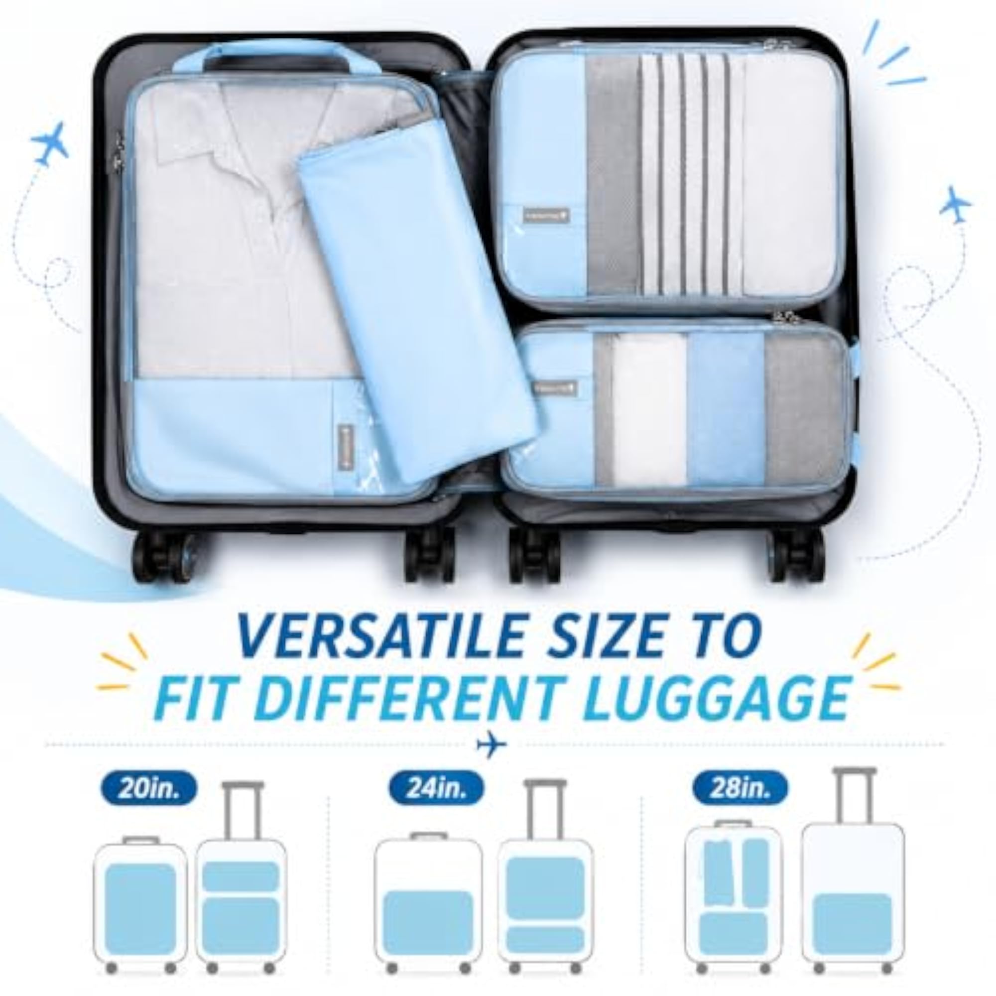 Compression Packing Cubes, 4 Set Travel Organizer