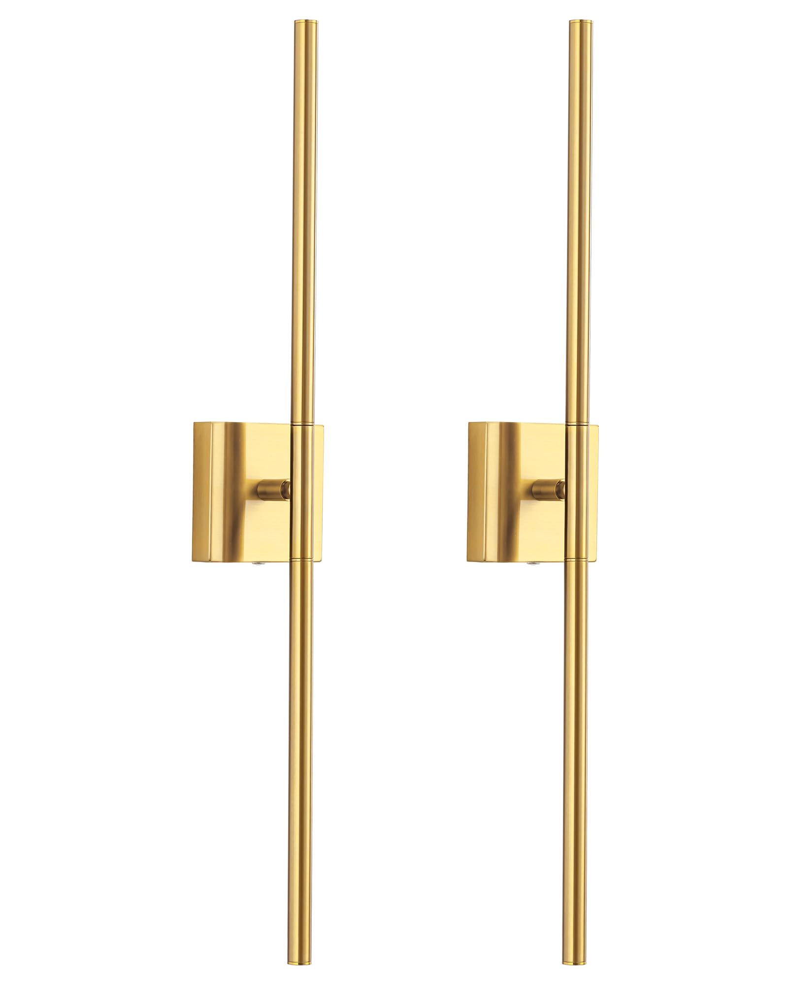 KDG Cordless Wall Sconces Set of 2, Wireless 7000mAh Rechargeable Battery Operated LED Wall Lamps with Remote, 360° Rotate Lightings for Wall Painting, Bedroom, Hallway, Night Light 31.5 inch (Gold)