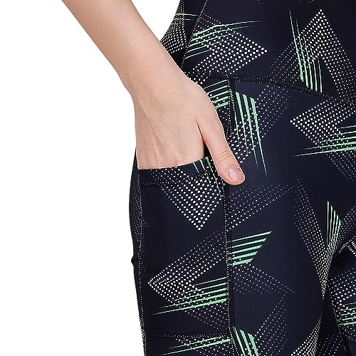 Image of SOIE Women Polyester Blend Sports Shorts High Waist Knee Length with Side Pocket Quick Dry Squat Proof Athleisure Shorts for Workout