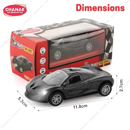 Image of Chanak Die Cast Car for Kids Alloy Metal Pull Back Car Toy Car Toy Vehicle with Openable Doors & LED Lights Cars for Kids Collectible Toy Vehicle Gift for Kids Boys Girls BIS Approved (Black)