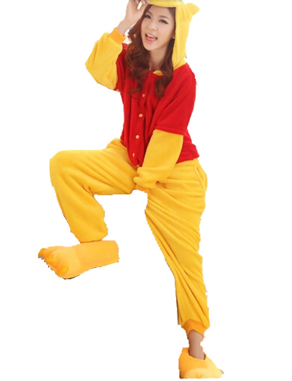 Unisex Adulte Pajamas Winnie l'ourson - Grenouillère en Flanelle Bleu L