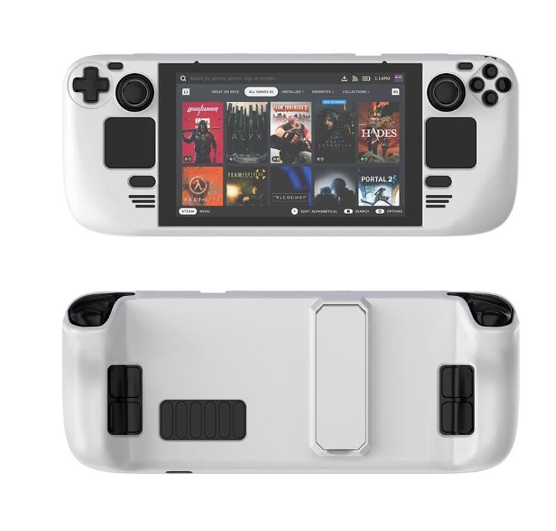 Kickstand Case for Steam Full, Fit, Comfortable Grip with Fingerprint Proof, Compatible with Game Handhelds (Ceramic White)