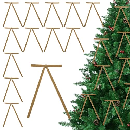 Embhlitfe 12 arcos de Navidad de terciopelo hechos a mano – 12 x 18 cm lazos rústicos para árbol y corona, cinta de regalo vintage