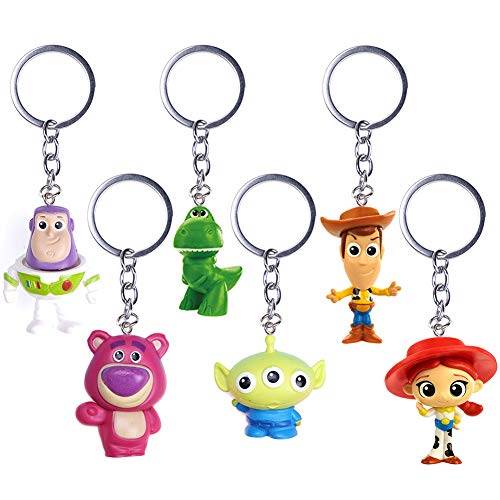 INTVN 6PCS Llavero Nueva película Toy Story 4 Llavero Juguetes niños Juguetes Adultos Regalos Llavero Cabeza Coche Bolsa llaveros encantos joyería