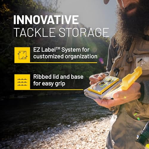 Image of Plano Edge Micro Fly Storage Box, Gray and Yellow, Waterproof and Rust-Resistant Customizable Fishing Tackle Organization