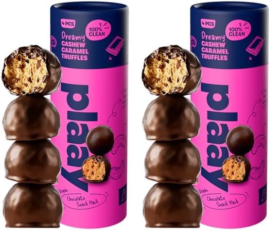 PlaayCashew Caramel Chocolate Truffles – keto dark chocolate snack, vegan indulgence with craveable cashews, bold flavor, and clean ingredients – 60g (Pack of 2)