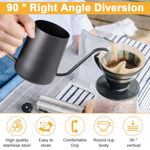 Image of Supvox Gooseneck Water Kettle 350ml Stainless Steel 304 Water Pot | Precision Pour Over Coffee Kettle with Heat-Proof Handle Drip Coffee Pot for Home Travel Ideal Coffee Mug Companion