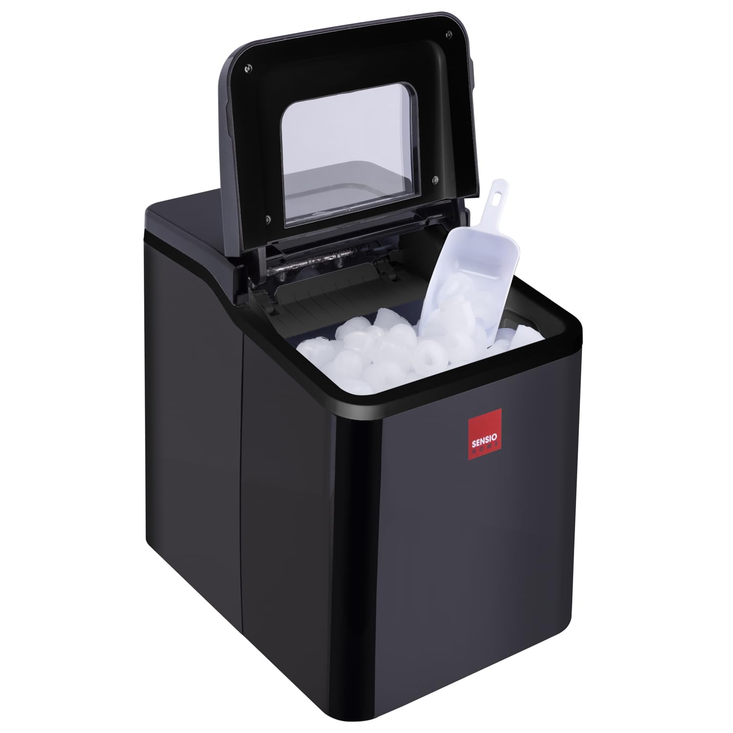 Countertop Ice Cube Maker Machine 12kg/24hr Bullet Ice Basket & Scoop Black
