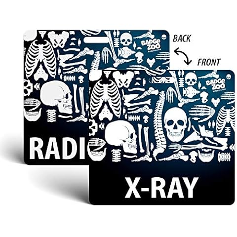 X-Ray/Radiology Badge Buddy - Black - Skeleton Themed - Radiology Horizontal Badge Id Card - by BadgeZoo Cover
