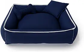 Cama Pet Média para Cachorro, Lavável, 60x60 cm, para Animais até 15kg, Muito Confortavel (Azul)