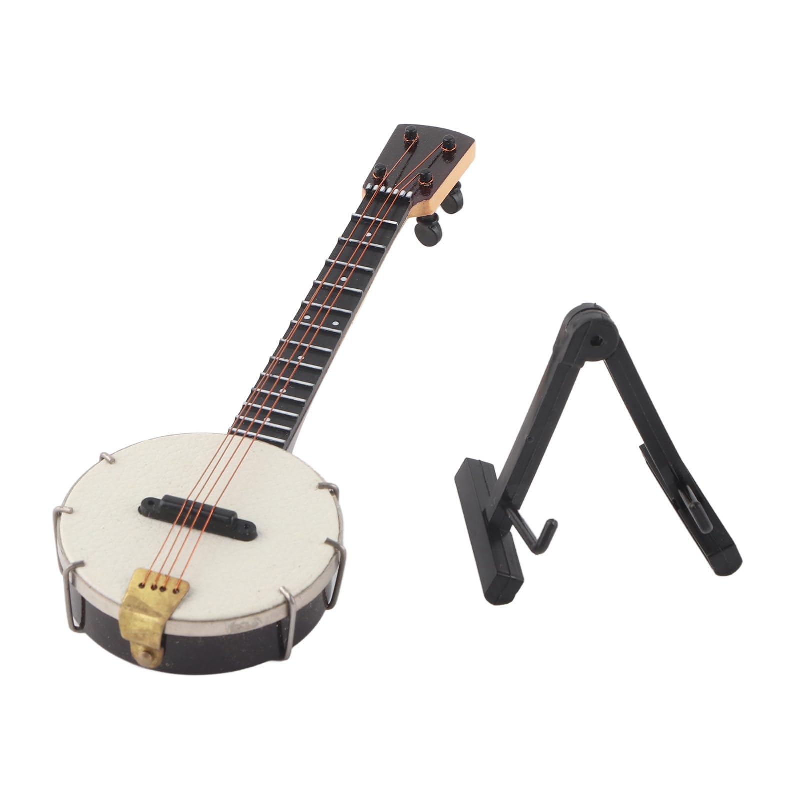 Pssopp Modèle de Banjo Miniature, Basswood Construction Mini MuI Musical Instrument Collection Dollhouse Accessoires pour Cadeaux Décoration des Jouets