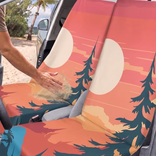 Image of 2 Pack Car Seat Towel Cover with Storage Bag, Mountain Sunset Forest