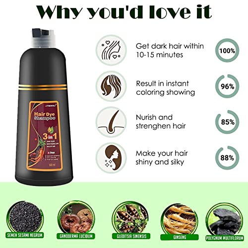 Foto von Gienslru Black Hair Dye Shampoo 3 In 1, Hair Dye Shampoo,Easy Hair Dye Shampoo3 in 1,Organic Natural Fast Hair Dye, Multi-Colour Hair Dye for Men and Women, Plant-Based Hair Colour (Dark Brown)