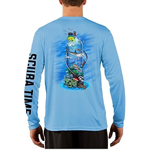 GAMEFISH USA UPF 50 Long Sleeve Microfiber Moisture Wicking Performance Fishing Shirt Scuba Diving Tank X-Large Baby Blue Cover