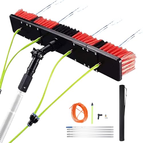 Teles - Barra de limpieza de ventanas con cabezal de cepillo de 55 cm, kit extensible para limpieza de paneles solares y techos de invernadero