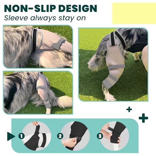 Image of Dog Sleeve for Rear Legs to Stop Licking, Upgraded Surgical Recovery Sleeve for Hind Back Leg Wound,TPLO, ACL Surgery, Light Comfortable Cone Alternative (Left,2XL,Black)