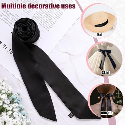 Image of Lusofie Tie for Women Self Tie Satin Ribbon Bow Tie Wide Folding Bowties Accessory for School Uniforms Cosplay Wedding Party