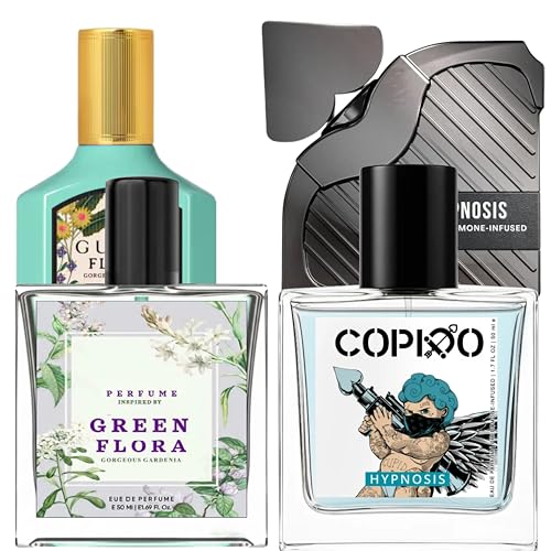 Image of WONJU Floral and Bold Perfume Set for Women and Men with Green Flora Gardenia and Hypnosis Inspired Eau De Parfum, Long Wear Fragrance Pair for All Occasions