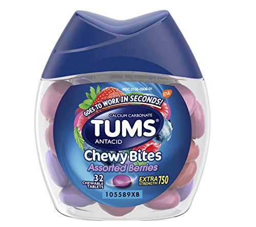 32 Count (1 Package) TUMS Chewy Tablets Assorted Berries, Extra Strength - Chewable Antacid - Goes to Work in Seconds