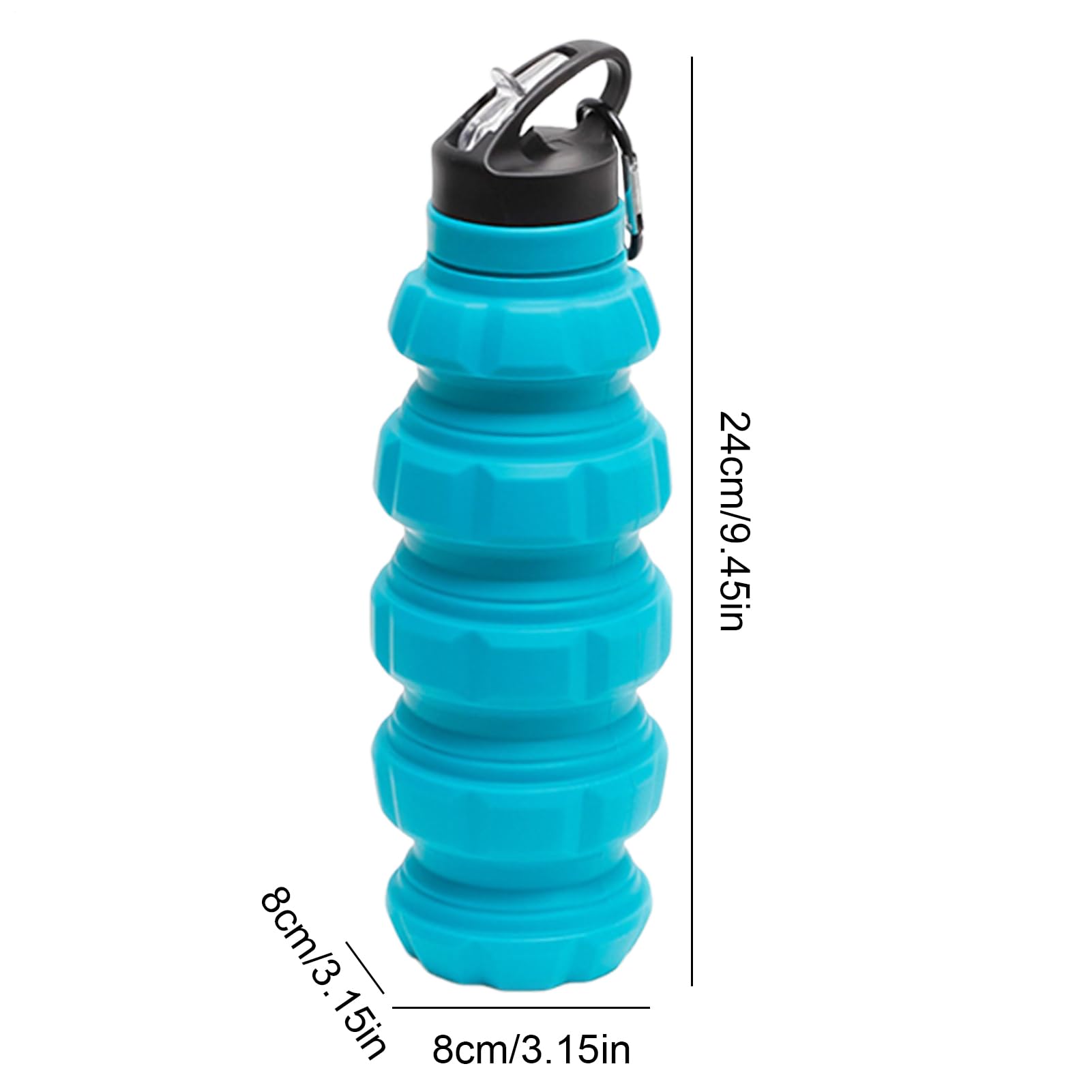 Blue Folding Water Bottle - Collapsiblee Travel Water Bottles | 580ml Stainless Steel Folding Coffee Cup with Lid | Mine Shape Water Bottle Foldable Kettle for Sports Hiking Camping Running Cycling