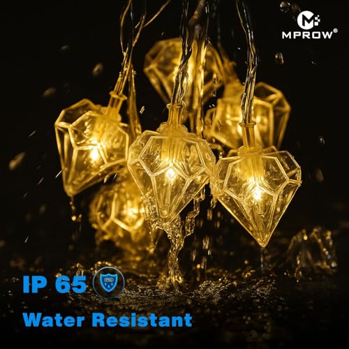 Image of MPROW Diamond Crystal LED String Lights - Yellow-Color Decorative Fairy Lights for Home Decoration, Bedroom, Diwali, Christmas, & Parties - 20 LED Decorative Lights (Smart Lighting, Brilliant Living)