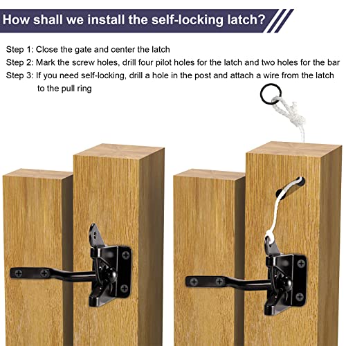 Image of Corner Brace Bracket Anti Sag Gate Frame Hardware Kit for Wooden Fence with Latch