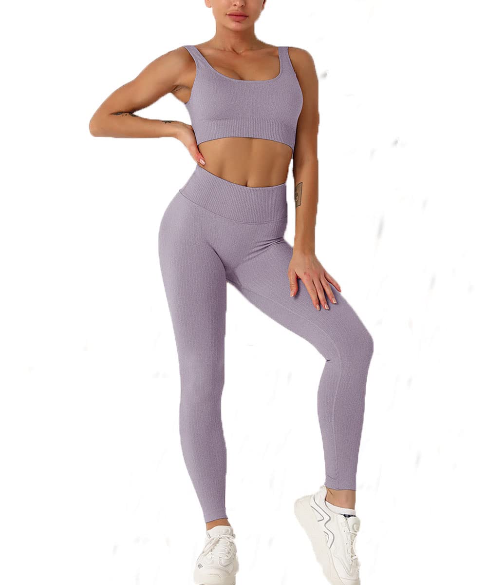 Workout Outfits Activewear Sets for Women Control Yoga Leggings Butt Lifters Nude Sports Bra