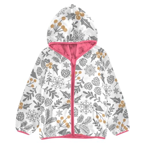 OTVEE Winter Christmas Holly Berry Kids Hoodie Jacket Fall Spring Full Zip Warm Outwear Coat