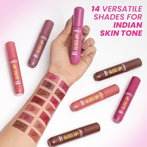 Image of INSIGHT Gloss Up Lip Color - Muted Maple | High-Gloss Finish | Rich Pigmentation | Lightweight, Long-Lasting Formula | All-Day Comfortable Wear (4g) (Pack of 3)