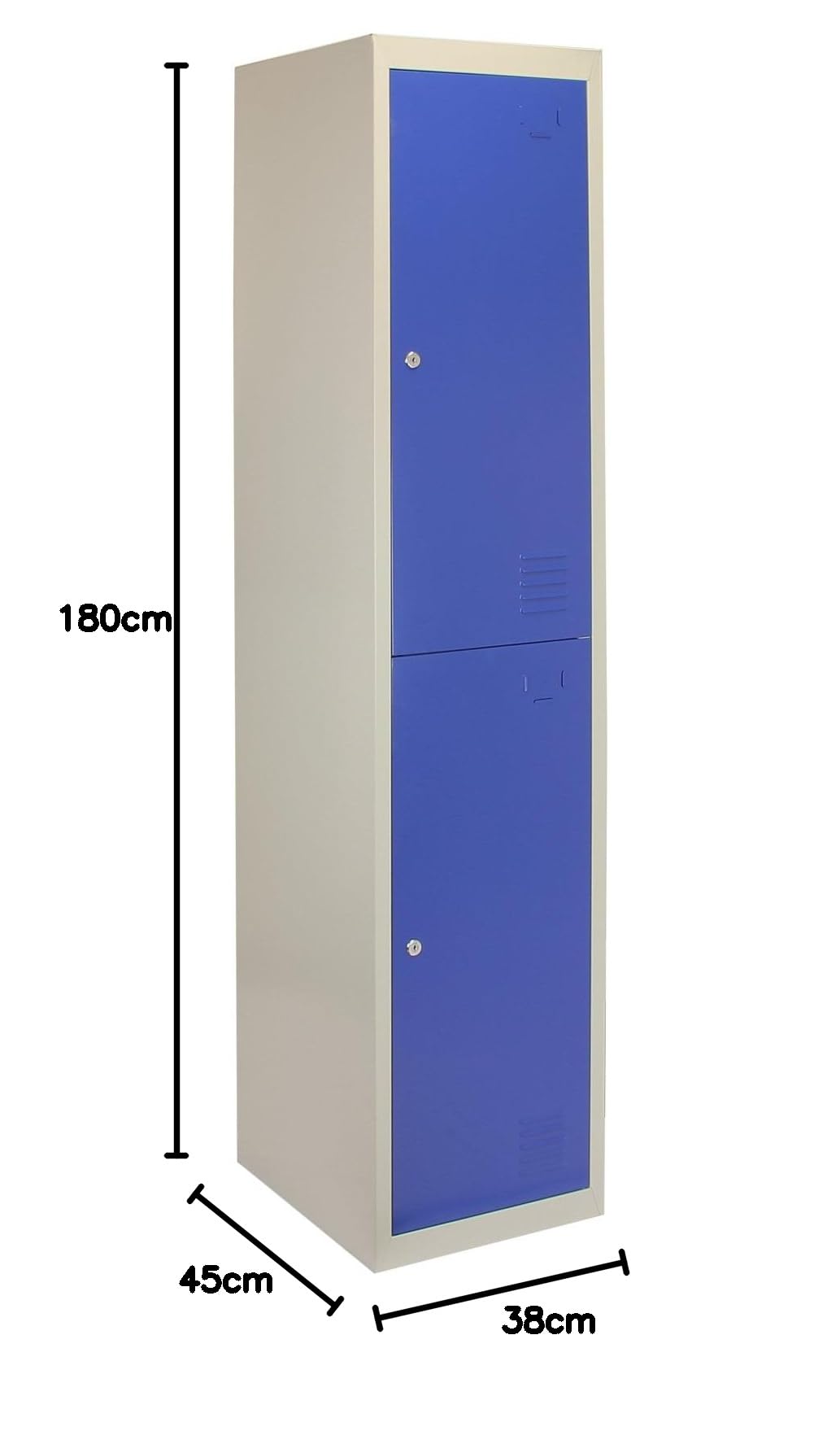 Monster Racking Casier de rangement verrouillable 2 portes métalliques acier bleu gris 1 rail 1 étagère