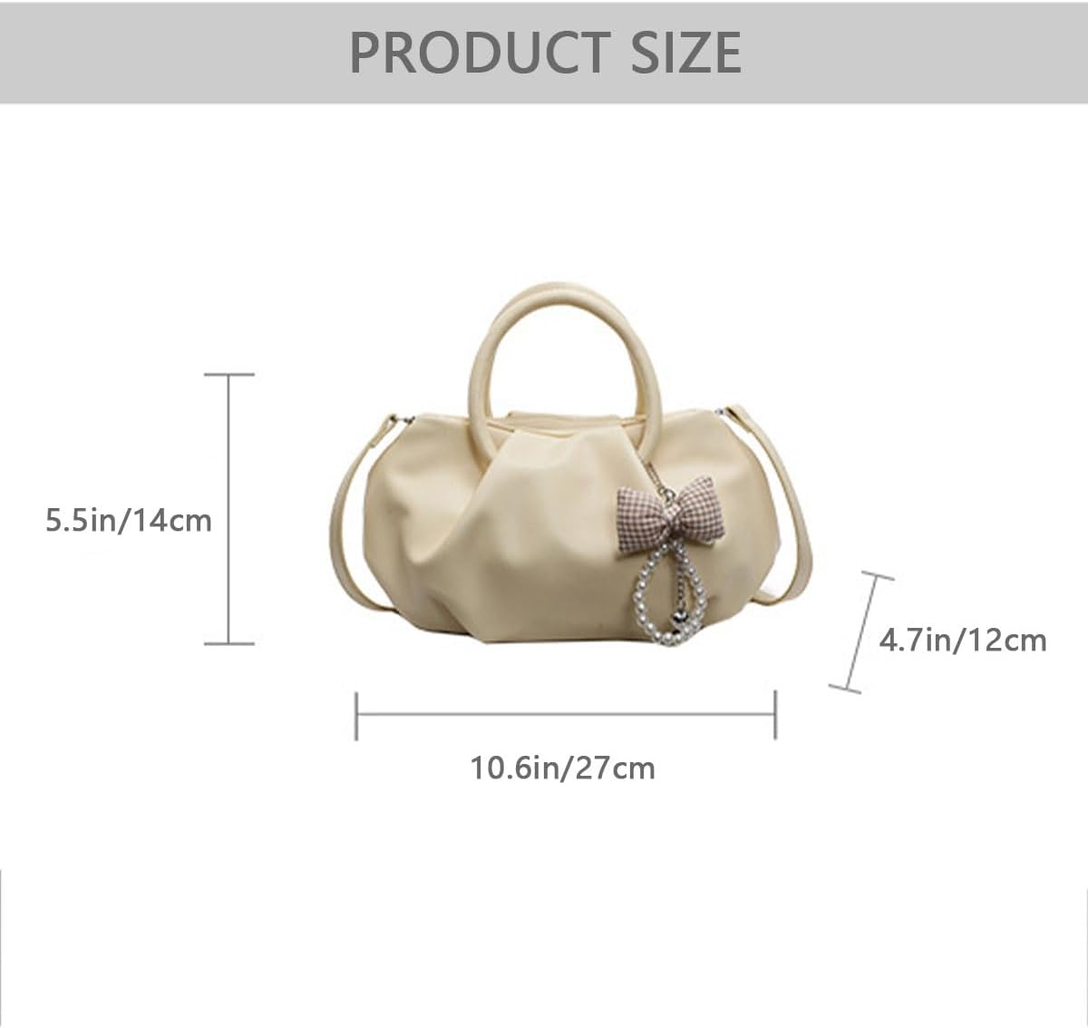 Pleated Cloud Purse for Women, Soft Vegan PU Leather Handbag Sweet Vintage Hobo Crossbody Bag - Image 4