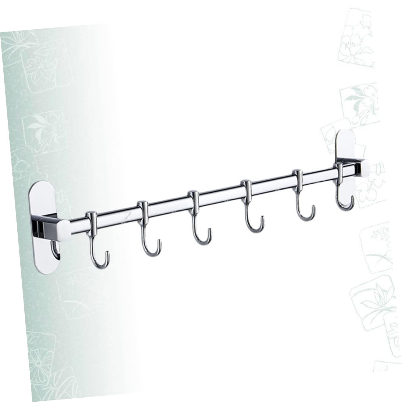 Perchero De Pared Para Utensilios Cocina 40 Cm 6 Ganchos Acero Inoxidable Sin Perforar Sin Daños Fácil Instalación Uso En Cocina Organizers