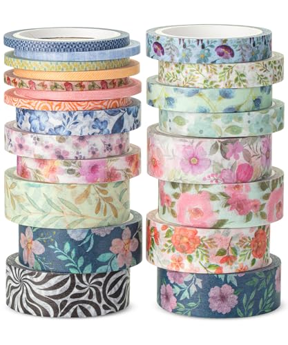 Mr. Pen- Washi Tape Set, 21 Rolls, Assorted Sizes, Floral Vintage, 5 Yards/Roll, Washi Tape for...