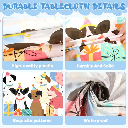 98Pcs Pet Dog Birthday Party Decorations Retro Puppy Themed Tableware with Tablecloth Let's Pawty Party Supplies Vintage Puppy Face Paper Plates Napkins Forks for Kids Baby Shower Birthday Serves 24 by Yiaoyinnz - Used condition - Image 4