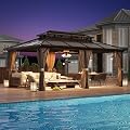 YOLENY 12'x20' Hardtop Gazebo, Outdoor Polycarbonate Double Roof Canopy, Aluminum Frame Permanent Pavilion with Curtains and Netting, Sunshade for Garden, Patio, Lawns
