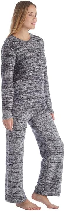 Softies Heathered Marshmallow Crew Neck Lounge Set for Women Ultra Soft Long Sleeve Top and Drawstring Pant - Image 2