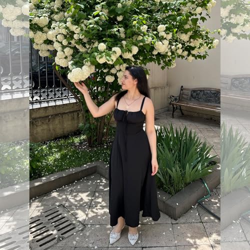 Image of ABEHIK Women Floral Corset Dress Summer Dress 2026 Boho Flowy Slit Lace Up Midi Dresses Going Out A Line Casual Sundress