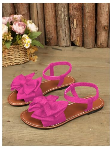 Image of GORGLITTER Women's Bow Flat Sandals 2026 Dressy Cute Ankle Strap Slides | Summer Shoes for Women 2026, Slip On Open Toe Flats, Slingback Slides, Vacation Dress Sandals