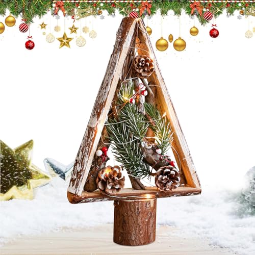 Árbol de Navidad de madera, decoración de mesa de árbol de Navidad, decoración de mesa de Navidad, regalos de fiesta de granja, decoración rústica de Navidad, piñas para las vacaciones navideñas
