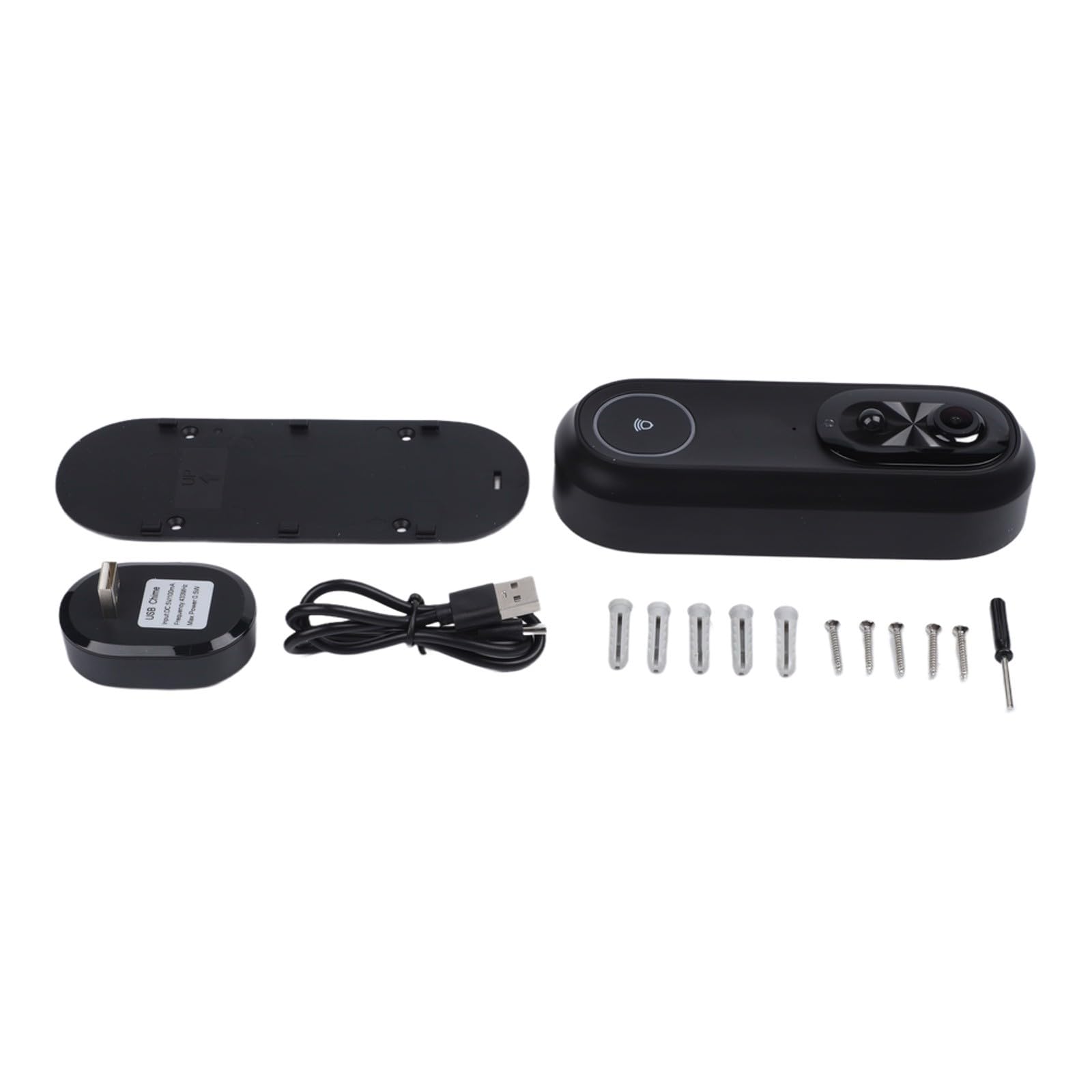 Timbre inalámbrico de video HD 1080P, IP65, seguridad para exteriores con aplicación Tuya de audio bidireccional, instalación, color negro