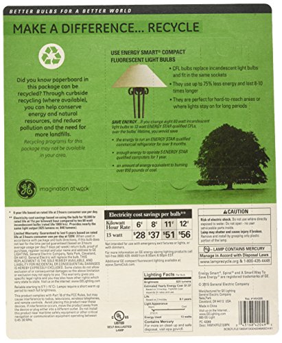 GE 13-Watt Energy Smart Fluorescent Light Bulbs, 8 Pack, 60 Watt Replacement - Thumbnail 3