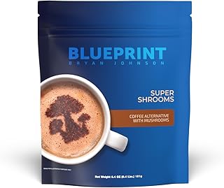 Blueprint Bryan Johnson Super Shroom Coffee – Mushroom Coffee with Lion’s Mane, Reishi & GABA – 70mg Caffeine – Focus & Energy Coffee – Adaptogenic Coffee Alternative – 30 Servings