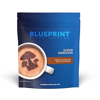 Blueprint by Bryan Johnson Super Shroom Coffee – Mushroom Coffee with Lion’s Mane, Reishi & GABA – 70mg Caffeine – Focus & Energy Coffee – Adaptogenic Coffee Alternative – 30 Servings - Amazon product rated Grade A