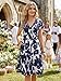 OUGES Damen Sommerkleid Kurzarm V-Ausschnitt Knielang Blumenmuster Midi Kleid mit Taschen(FloralZ30-419,L)