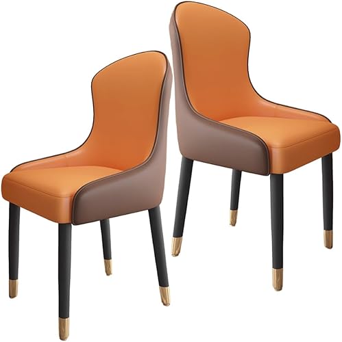 Miniatura 25 de YVYKFZD Leather Dining Chairs, Dining Room Chairs Set of 2/4, Kitchen Chair with Metal Leg and Backrest, Upholstered Comfy Side Chair, for Bedroom
